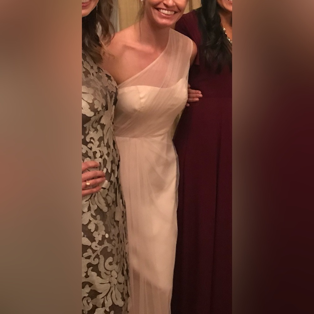 Monique Lhuillier Long Blush Bridal Bridesmaid Dress